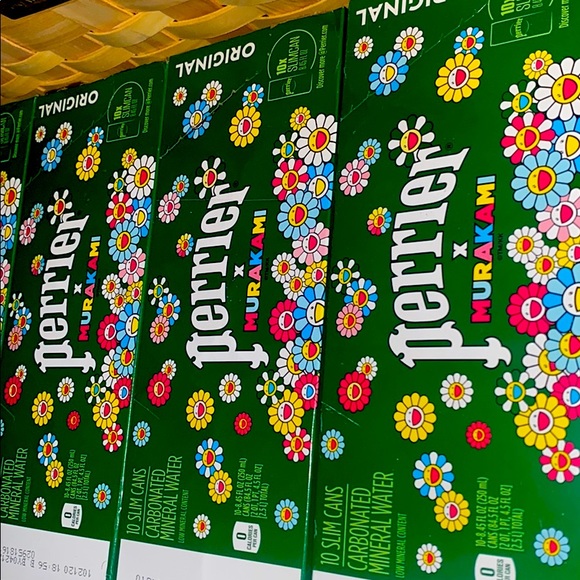 Perrier x Murakami collab seltzer waters
